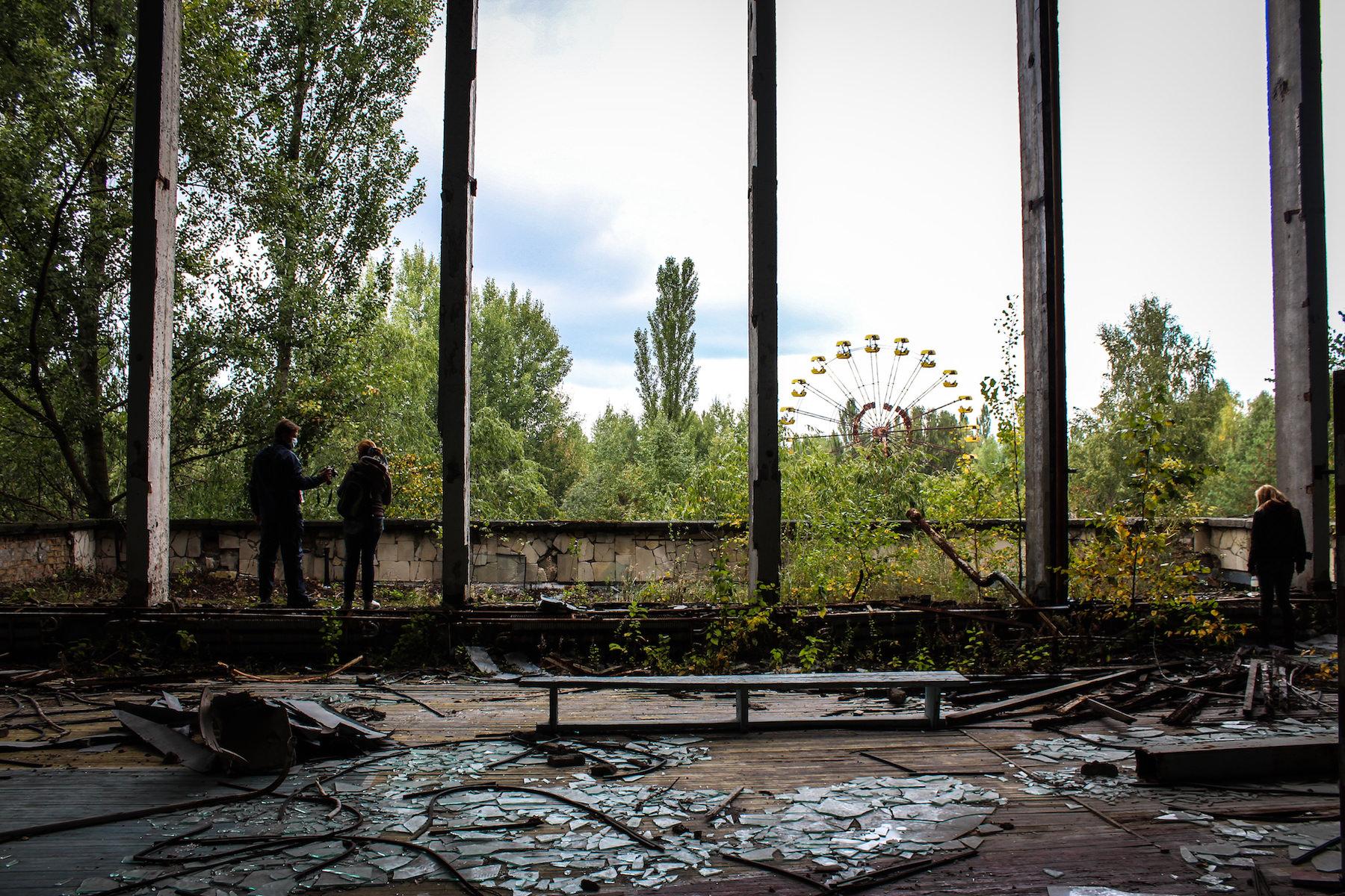 A view of the abandoned fairground in Pripyat, where workers at the Chernobyl Nuclear Power Plant lived