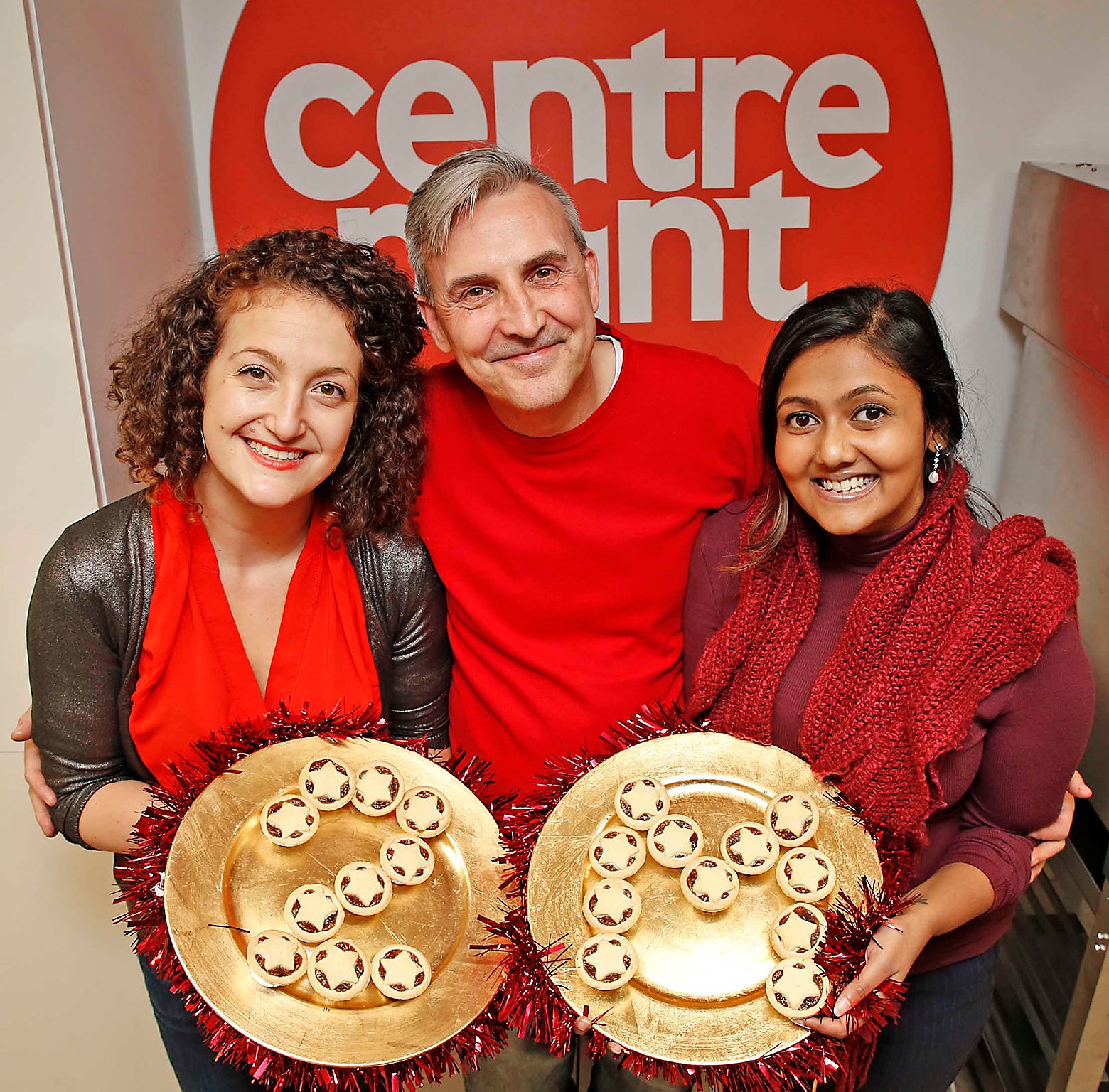 From left to right: Gaia Marcus, Matt Carlisle and Samia Meah Staff from the Centrepoint Parliament celebrate the campaign’s latest milestone