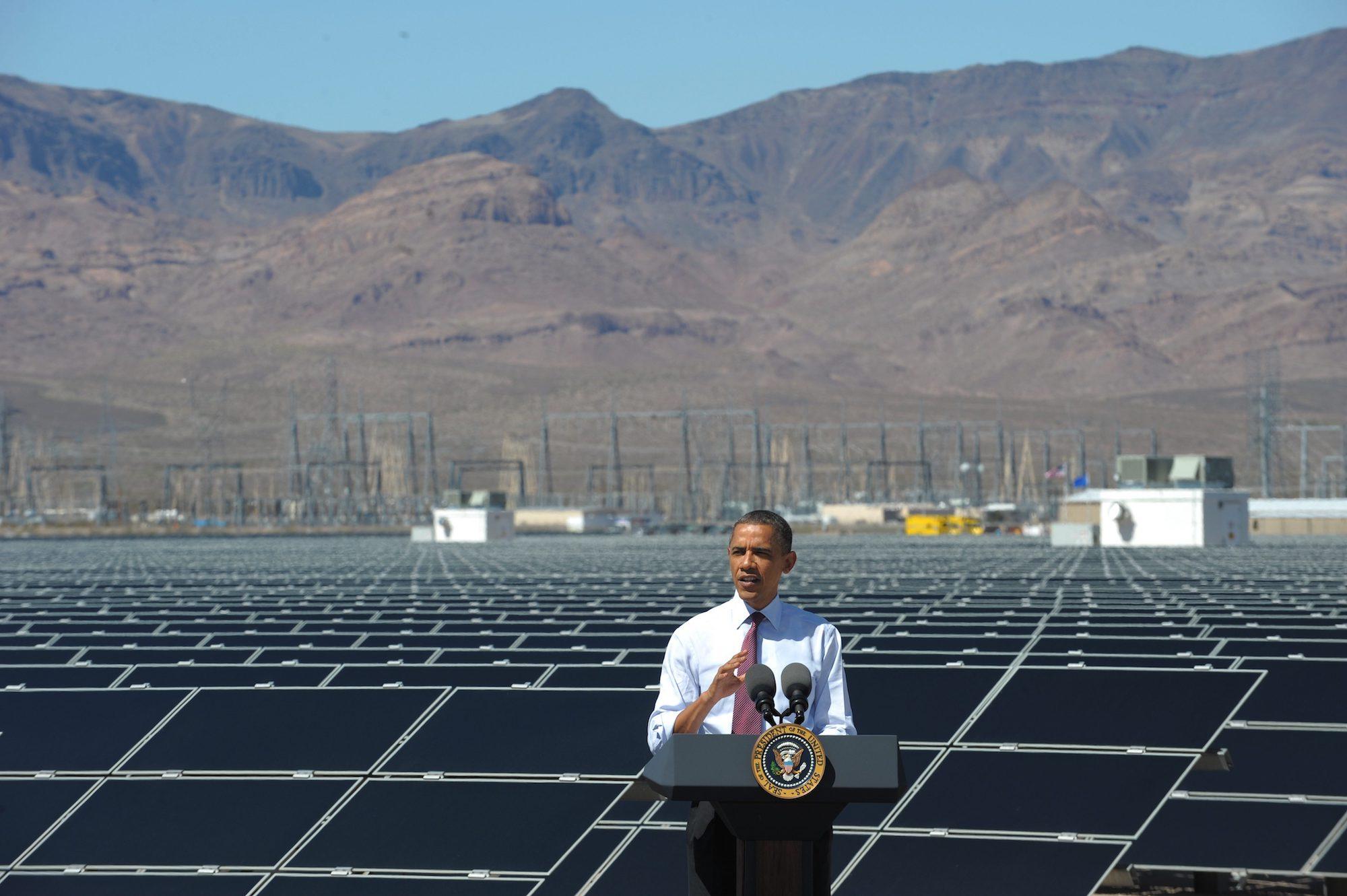 Barack Obama chose the Copper Mountain Solar Project in Nevada to talk about his energy policies, but Donald Trump has different priorities