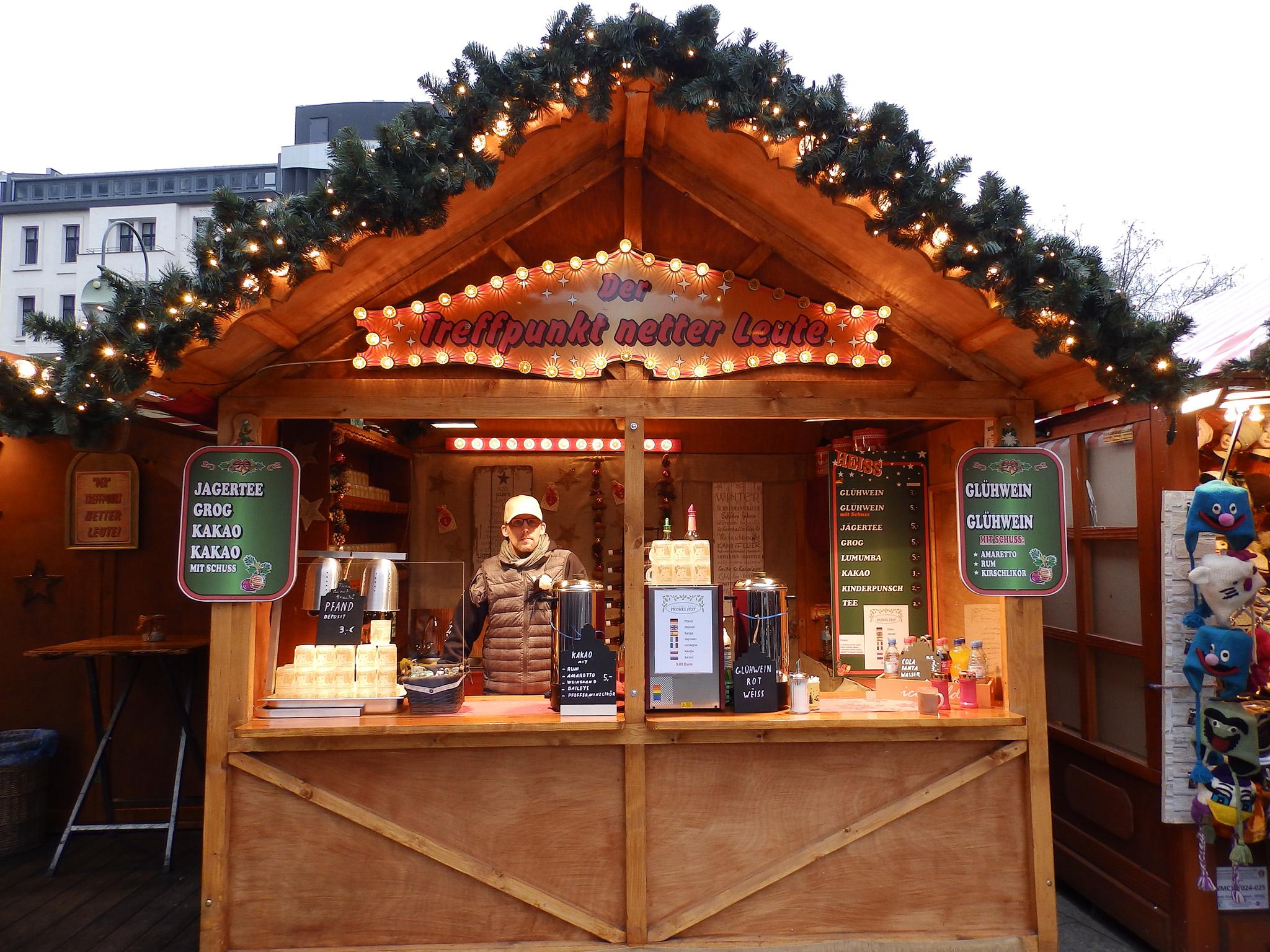 Martin Dubie, a mulled wine seller at the reopened Christmas market next to the Kaiser Wilhelm Memorial Church in Berlin