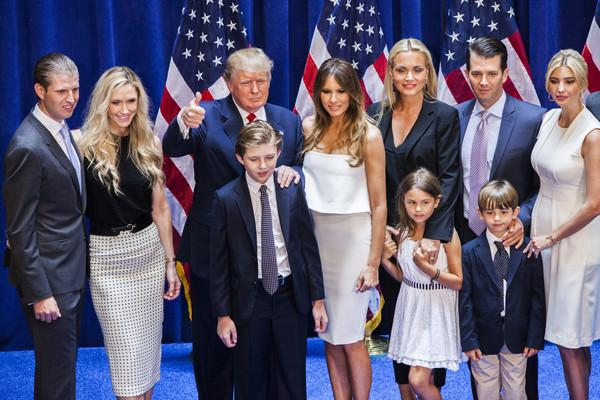Mr Trump was surrounded by his family when he made his announcement