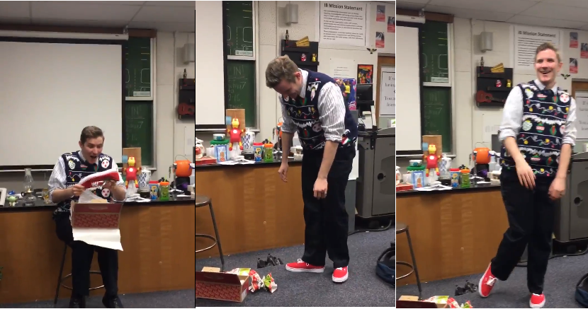 These students bought their teacher some trainers for Christmas and his reaction was wonderful - The indy100