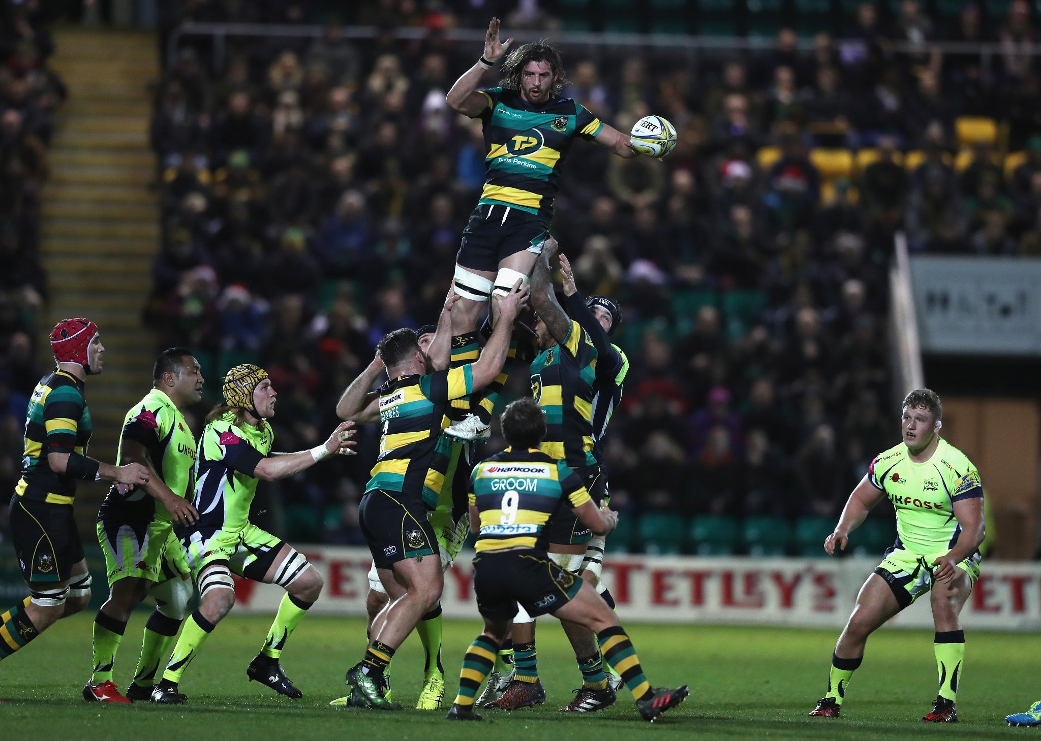 Tom Wood scored a try for Northampton Saints and starred in defence