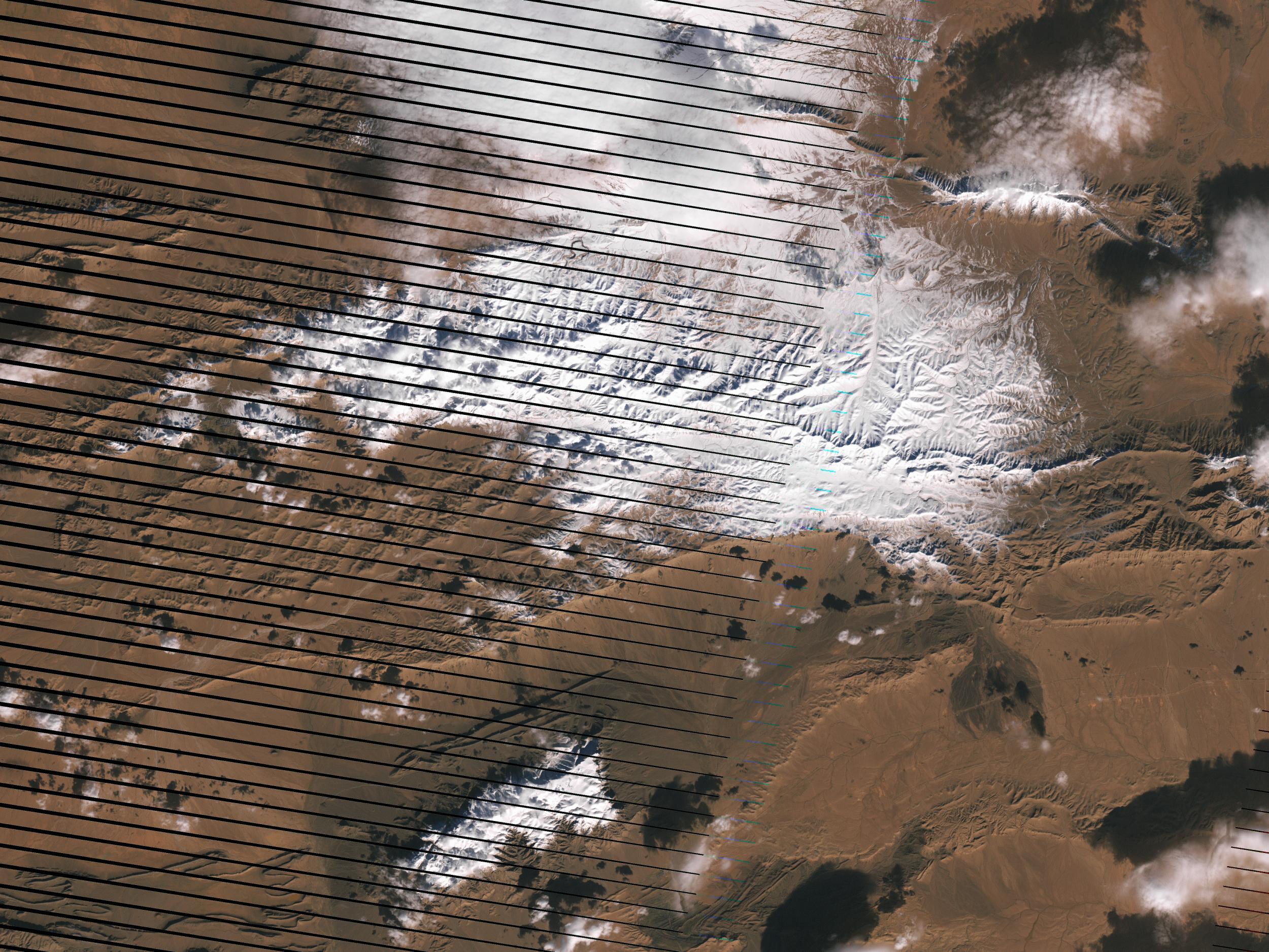 Snow in the Moroccan desert was clearly visible from space