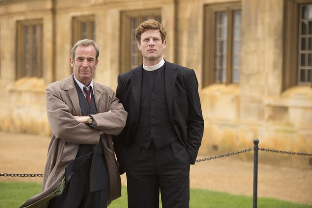 Norton (right) with Robson Green as a vicar/policeman double act in ITV’s ‘Grantchester’