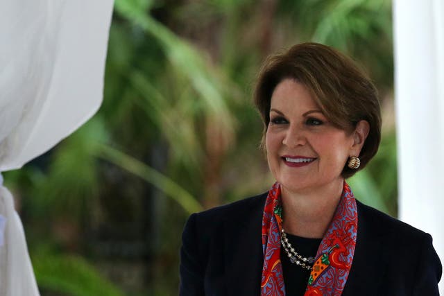 Lockheed Martin CEO Marillyn Hewson leaves Donald Trump's Mar-a-Lago estate in Florida after meeting with the President-elect