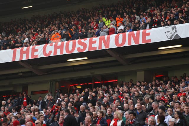 The David Moyes banner which used to adorn Old Trafford's Stretford End