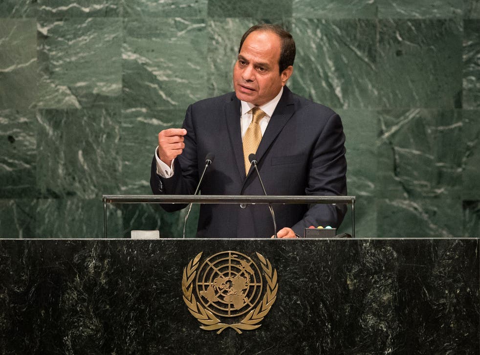 President of Egypt Abdel Fattah Al Sisi addresses the United Nations General Assembly at UN headquarters, September 20, 2016 in New York City