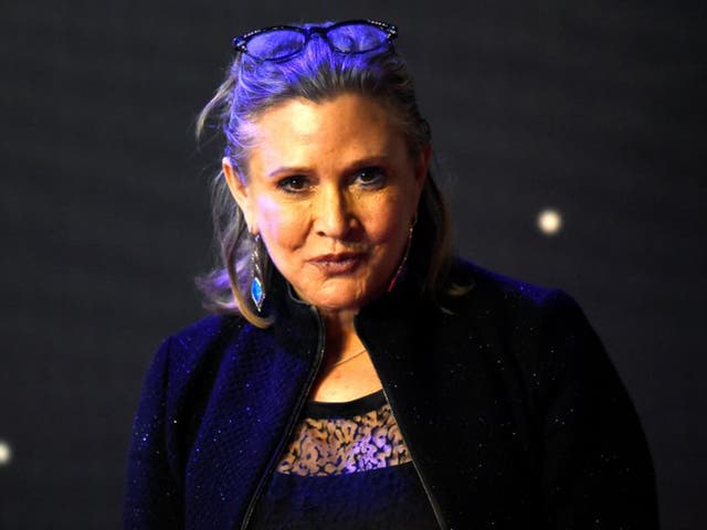 Carrie Fisher at a Star Wars premier in Leicester Square, London, 2015