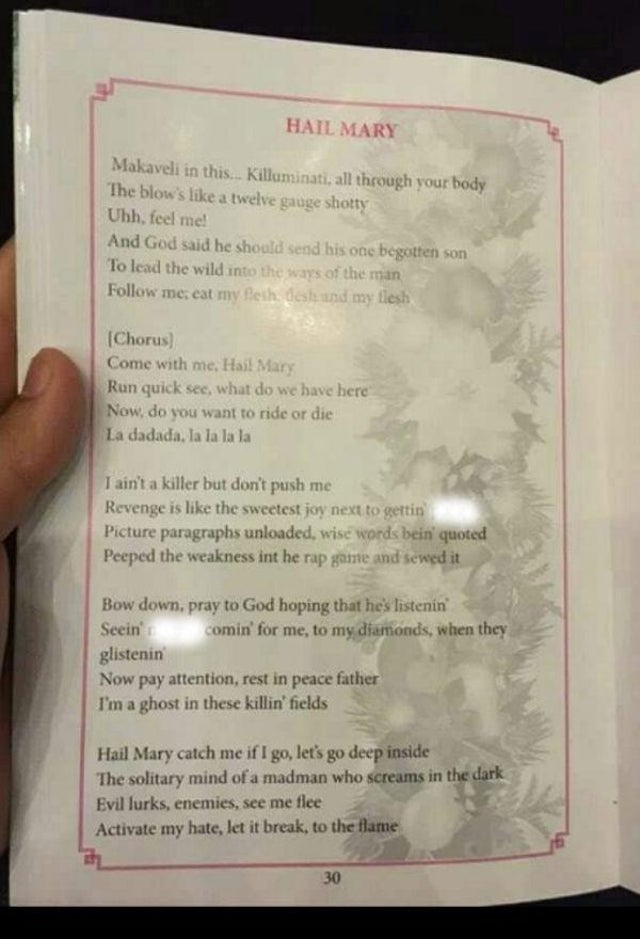 Christmas Service Accidentally Prints Words To Tupac S Hail Mary Instead Of Carol The Independent The Independent