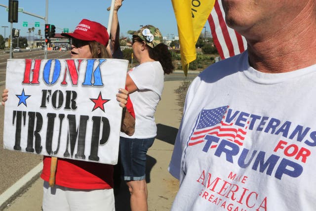 Donald Trump supporters campaign in California, in the run up to the US election in November 2016