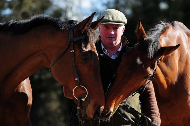 Trainer Colin Tizzard pictured with his two big names Thistlecrack and Cue Card