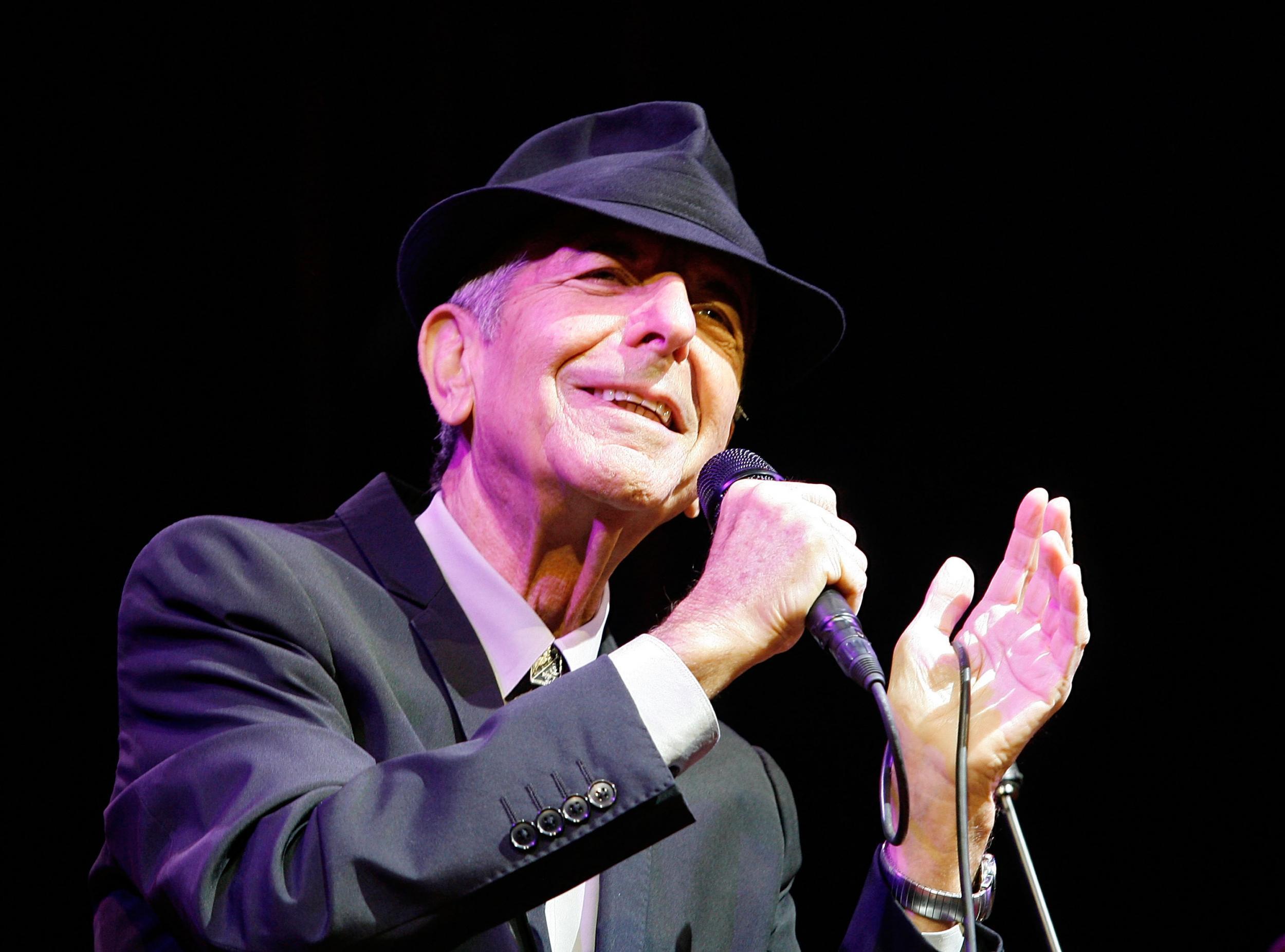 Musician Leonard Cohen performs during day one of the Coachella Valley Music &amp; Arts Festival 2009