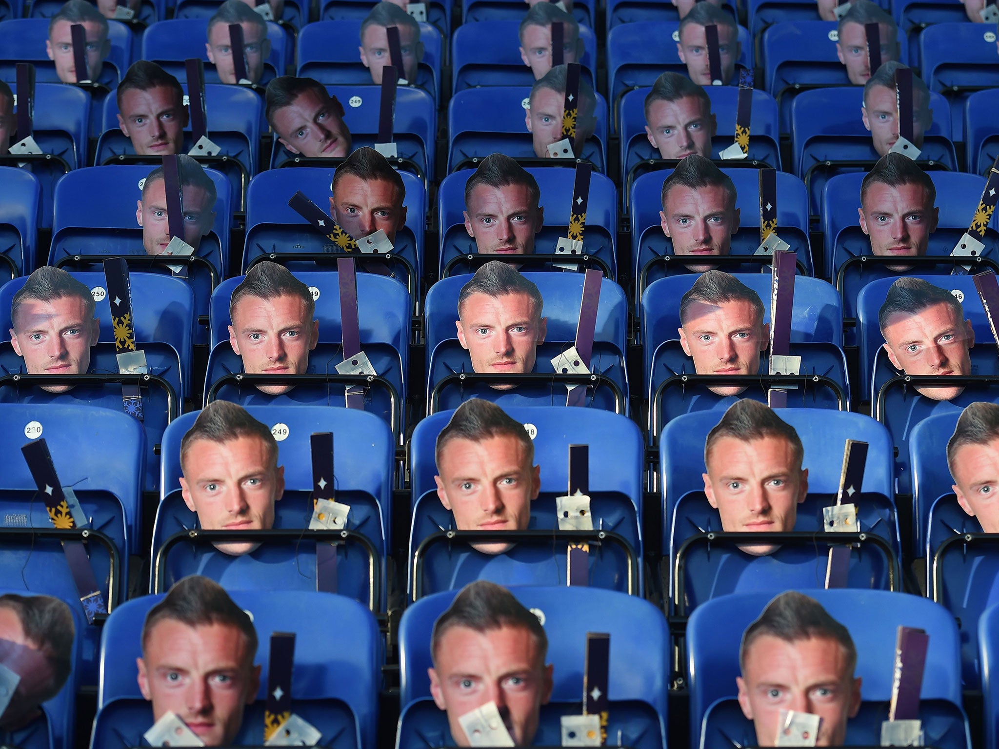 Vardy masks have been left on every home seat at the King Power