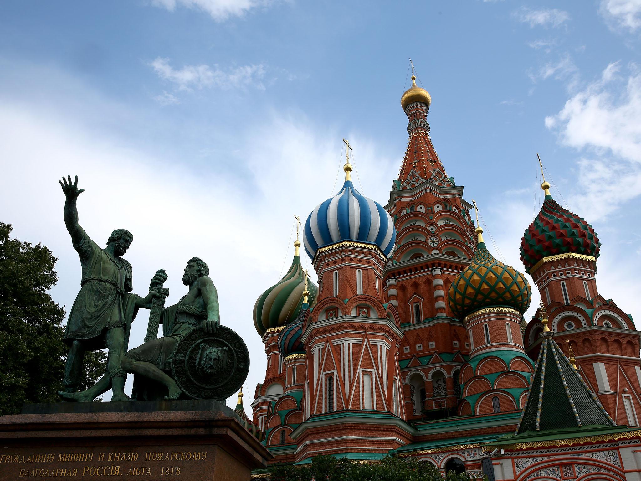 A general view is seen of St Basil's Cathedral in Red Square ahead of the IAAF World Championships on August 6, 2013 in Moscow, Russia