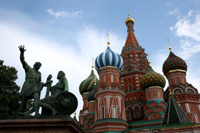 A general view is seen of St Basil's Cathedral in Red Square ahead of the IAAF World Championships on August 6, 2013 in Moscow, Russia