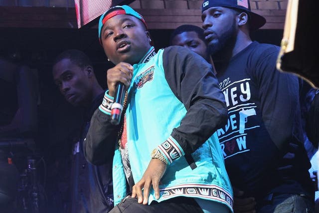 Troy Ave performs onstage as Coors Light Soundtrack reFRESH brings DJ Mustard, Fabolous and special guests To NYC at Stage 48 on November 17, 2015 in New York City.