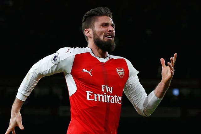 Olivier Giroud celebrates after his goal secures Arsenal a 1-0 victory over West Brom