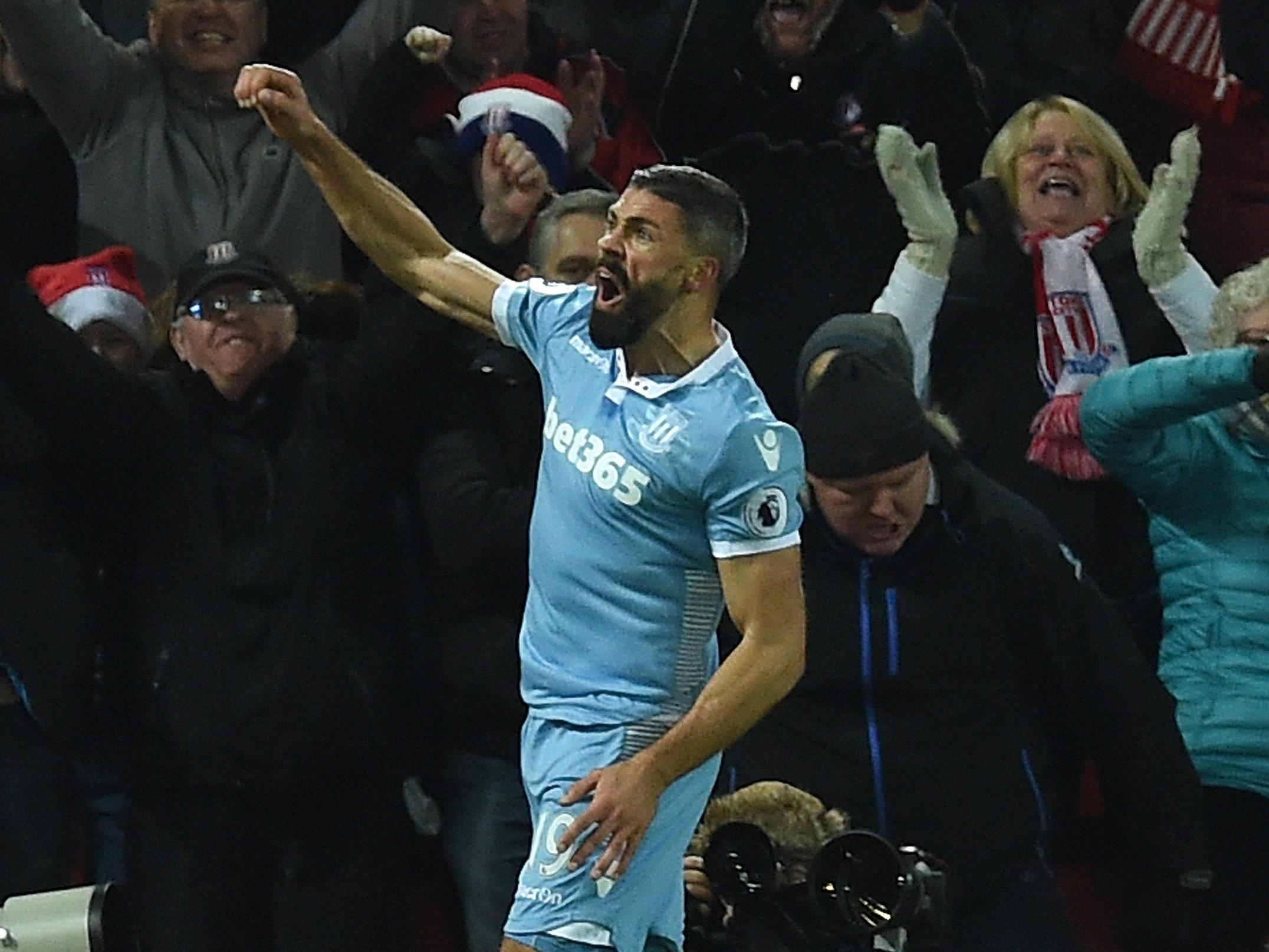 Jonathan Walters celebrates Stoke's early goal