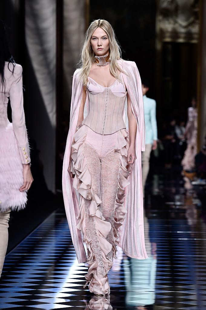 Karlie Kloss walks for Balmain at Paris Fashion Week