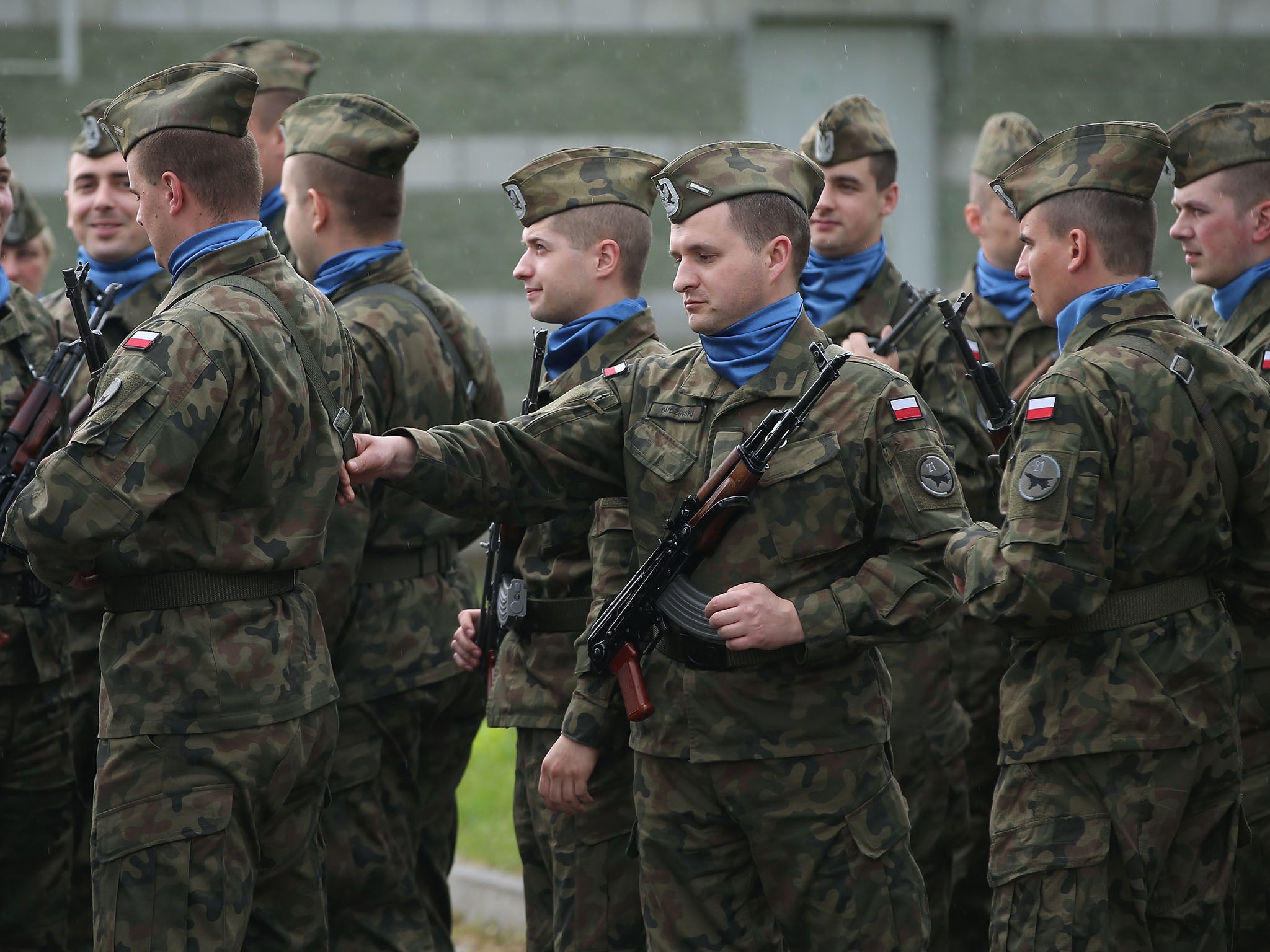 Polish soldiers assemble as part of Nato training exercise in 2014