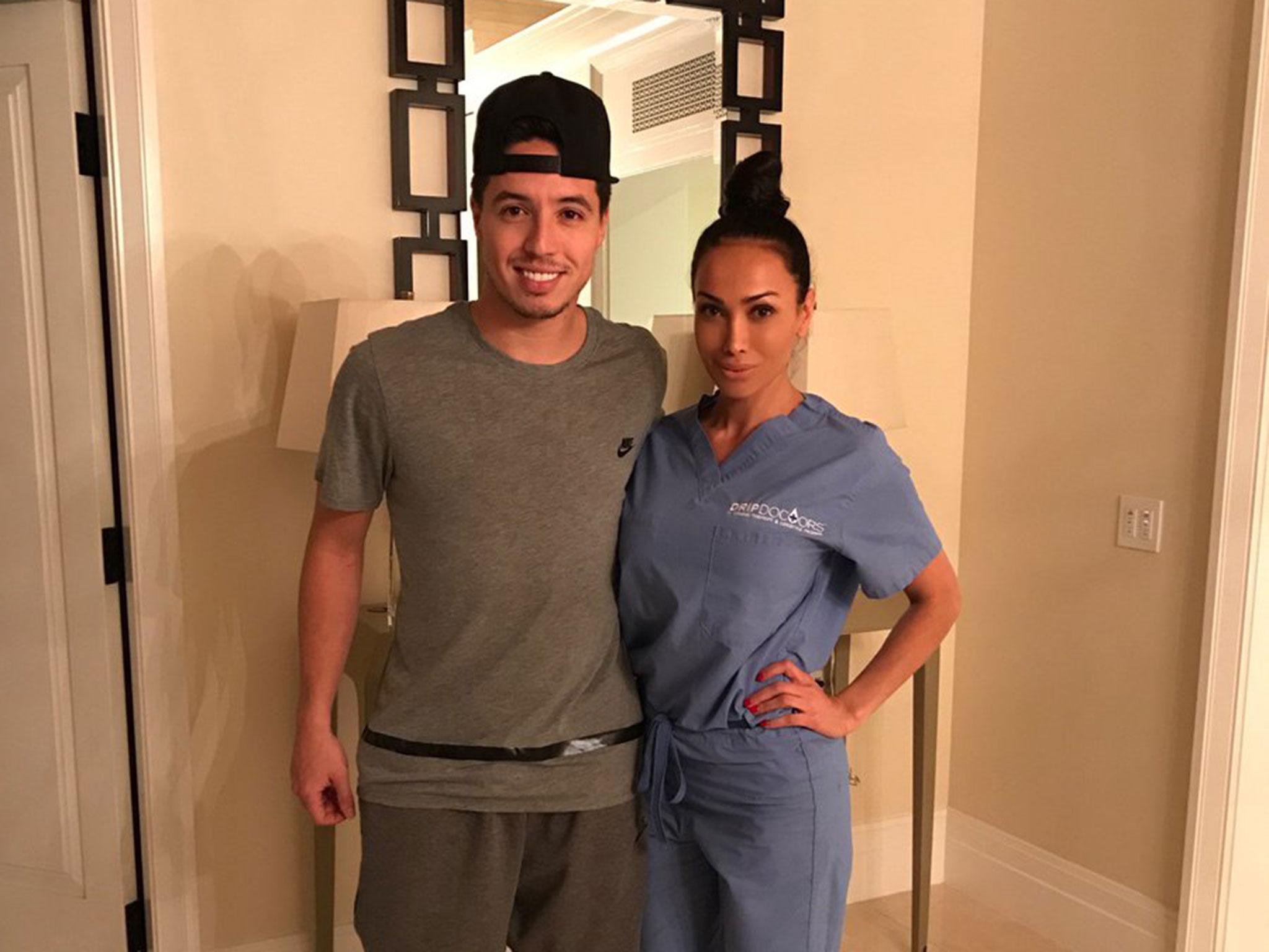Samir Nasri was pictured attending the 'Drip Doctors' clinic where he had an IV drip