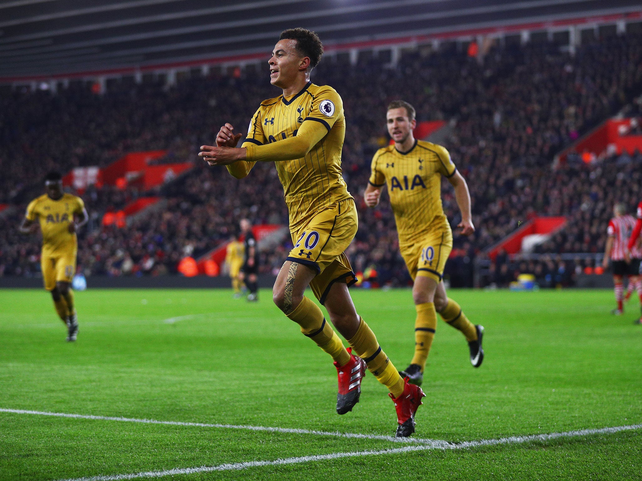 Dele Alli celebrates his equaliser