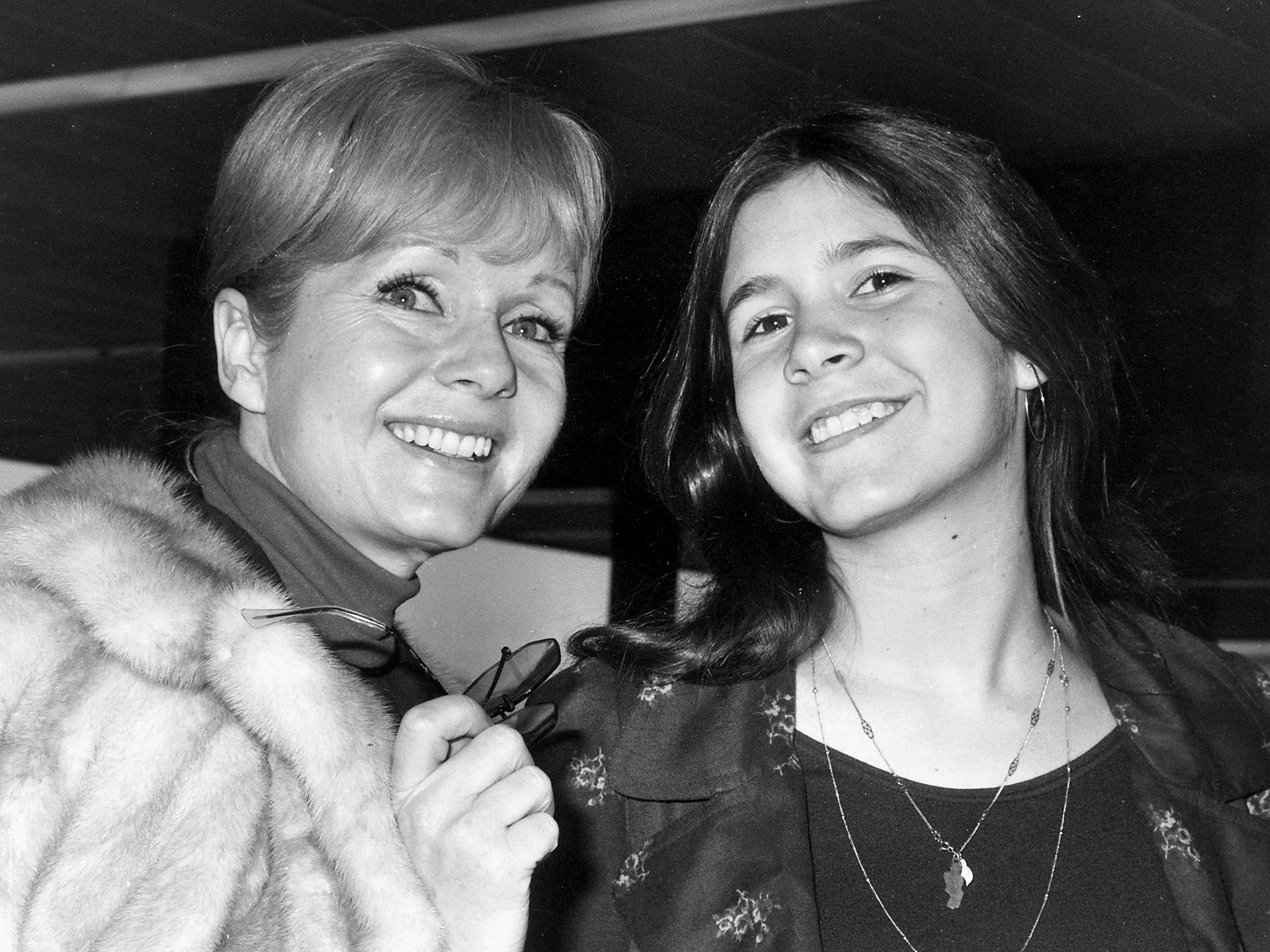 American actress Debbie Reynolds with her daughter Carrie Fisher