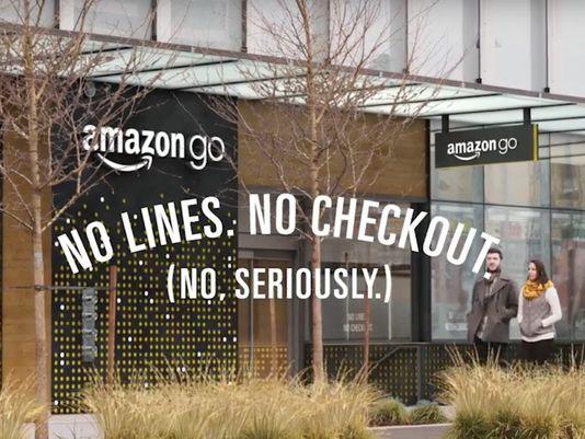 (American) advert for Amazon Go, a shop without checkouts
