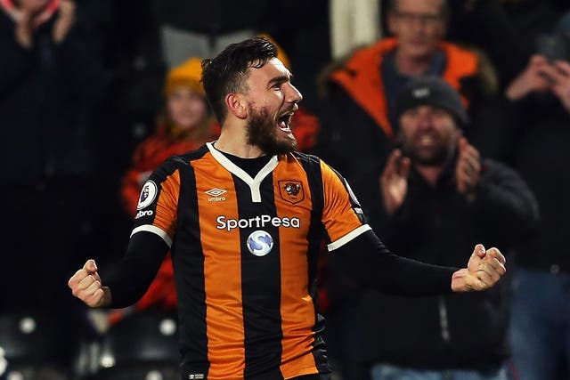Robert Snodgrass celebrating what Hull thought was the winning goal