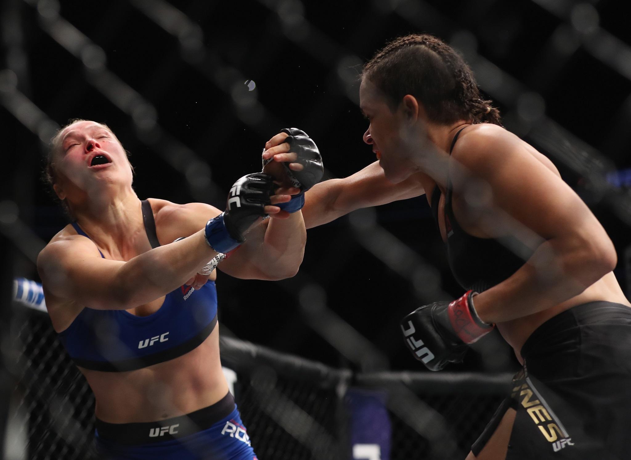 &#13;
Rousey's striking technique needs a lot of work after being exposed by Holm and Nunes (Getty)&#13;