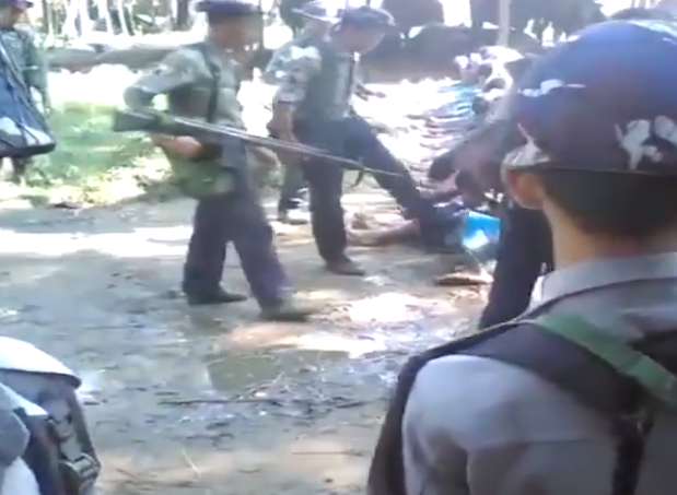 Burmese authorities detain several police after a video emerged of officers beating Rohingya Muslims during a security operation