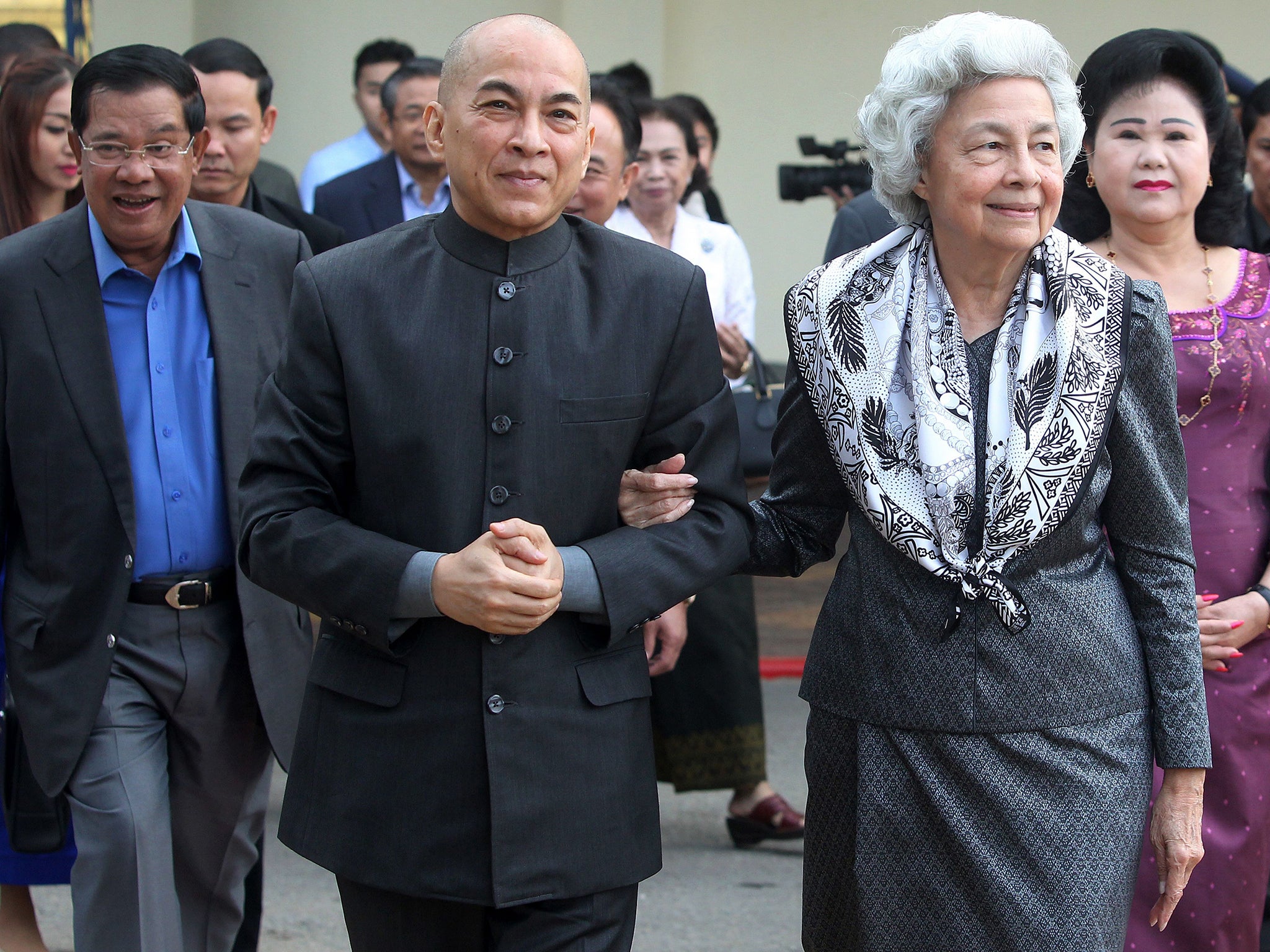 Cambodia's King Norodom Sihamoni and his mother former queen Monique