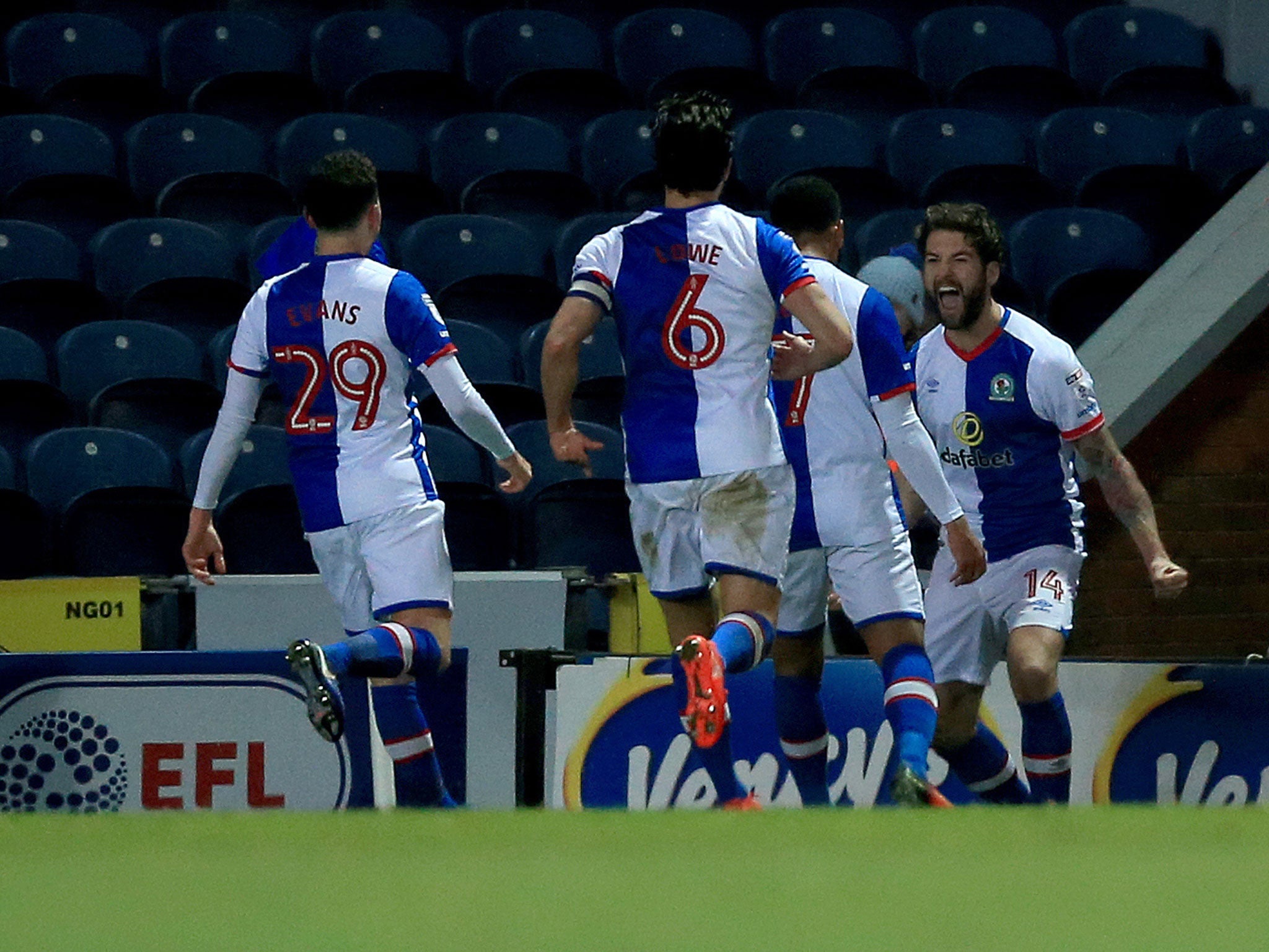 Charlie Mulgrew celebrates his goal for Blackburn