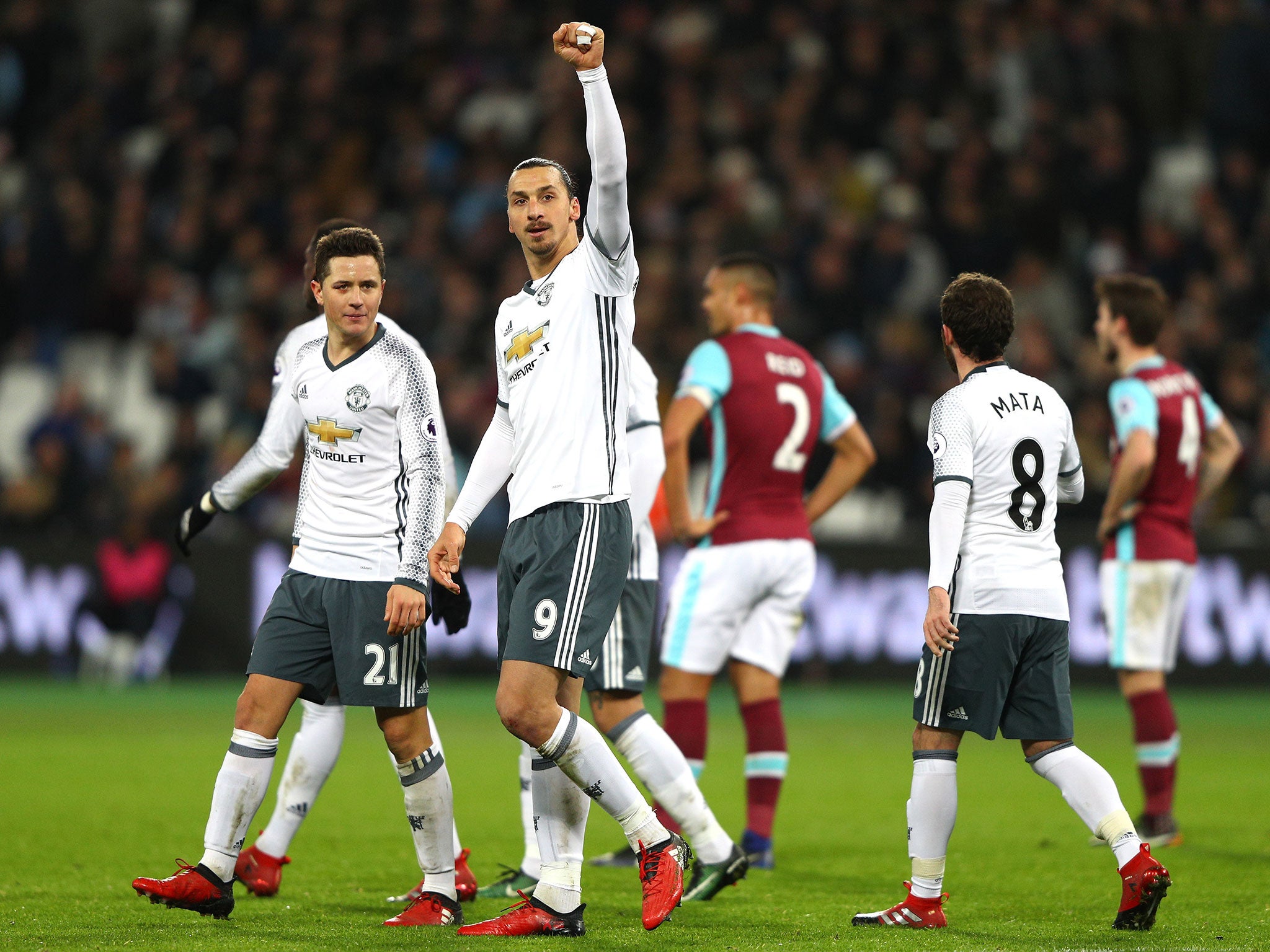 Zlatan Ibrahimovic celebrates after scoring United's second