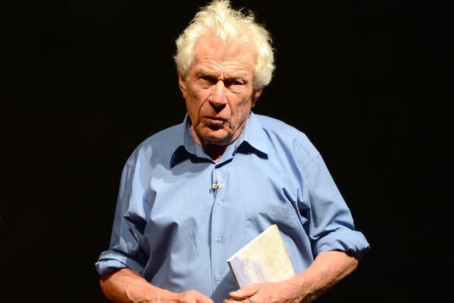 John Berger performs during a rehearsal in 2012 of the play 'Est-ce que tu dors?' written and directed by John and Katya Berger