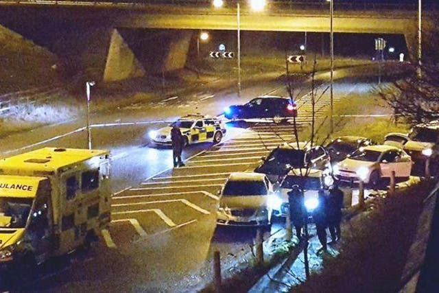 The scene close to the M62 in Huddersfield where a man was shot and killed by police. Credit Devon Johnson