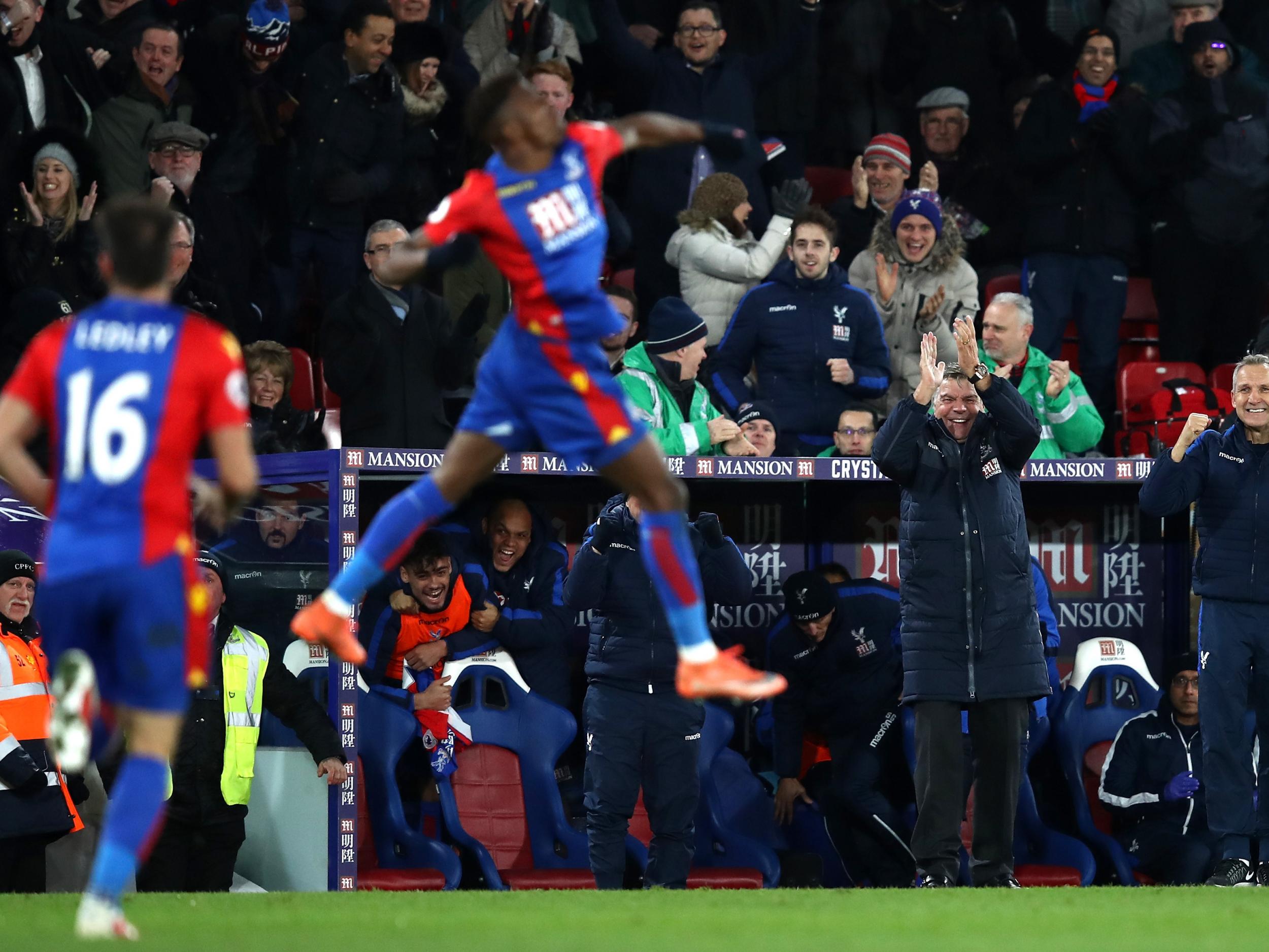 Zaha celebrated in front of Allardyce after late equaliser