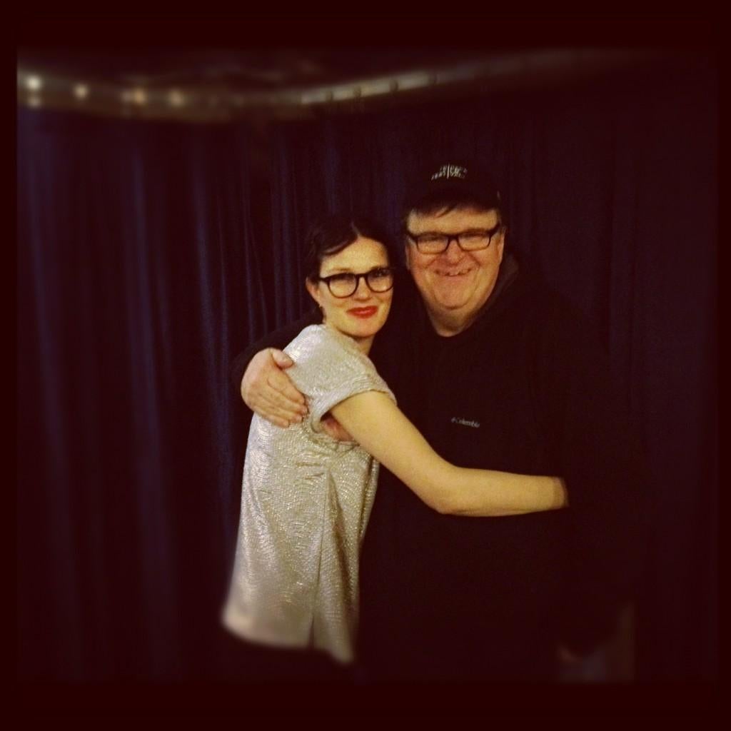 Lorna with fellow documentary-maker Michael Moore