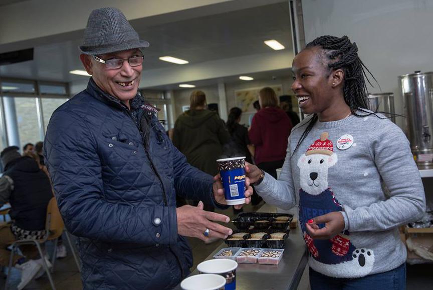 Volunteers served food and warm drinks to those in need over the holidays