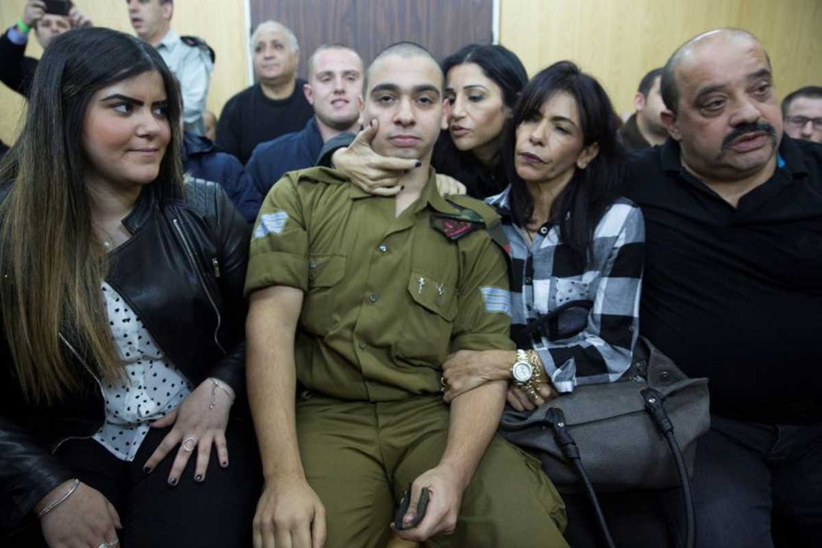 Sgt Elor Azaria in court with his family