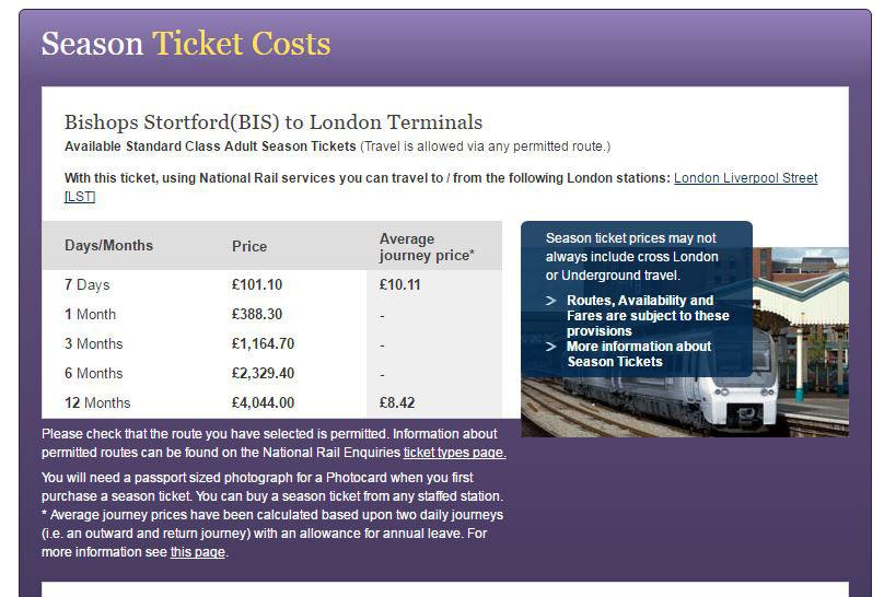 An example of what is shown to commuters on the National Rail Enquiries website