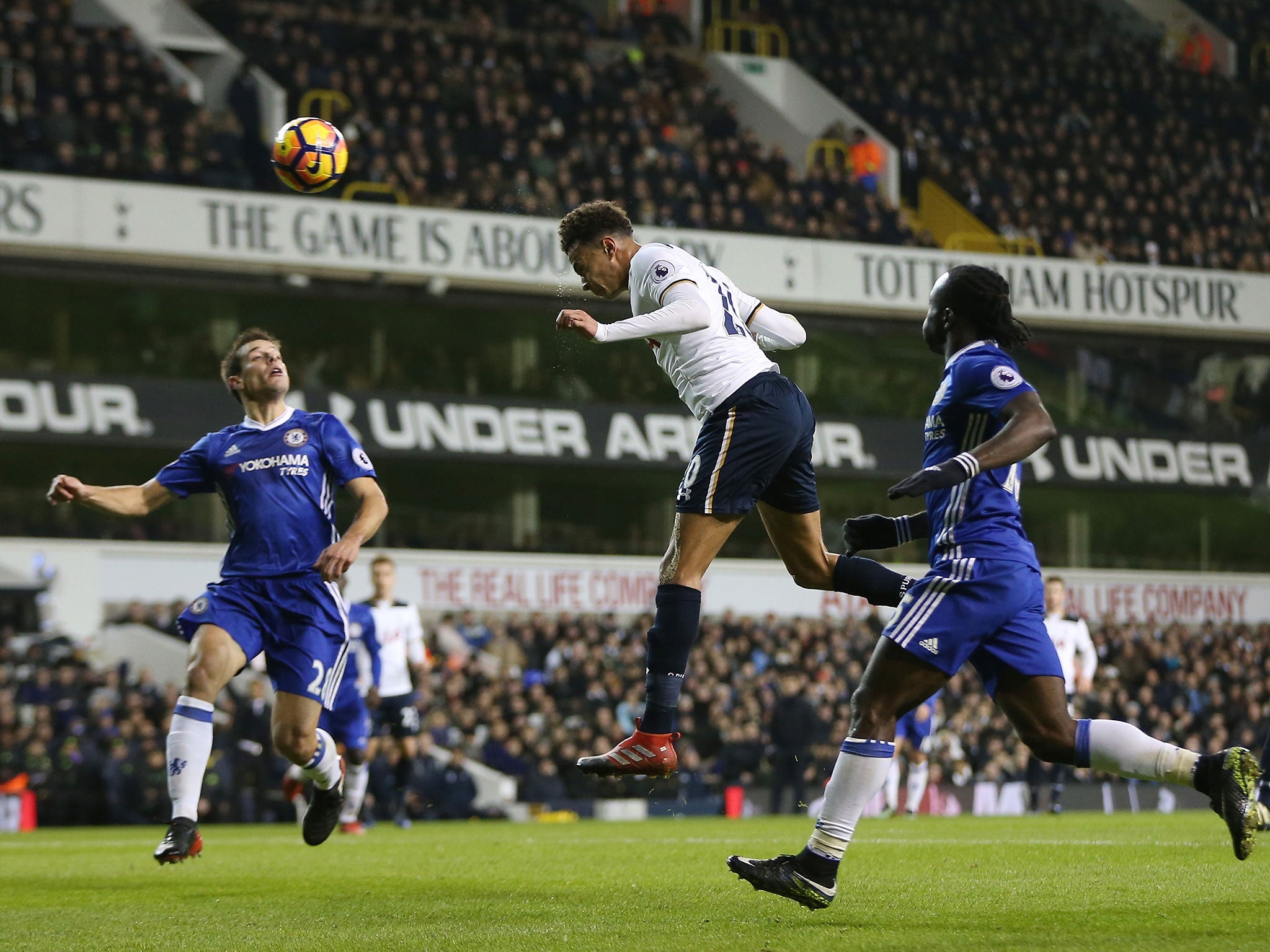 Dele Alli heads home his first headed goal for Spurs