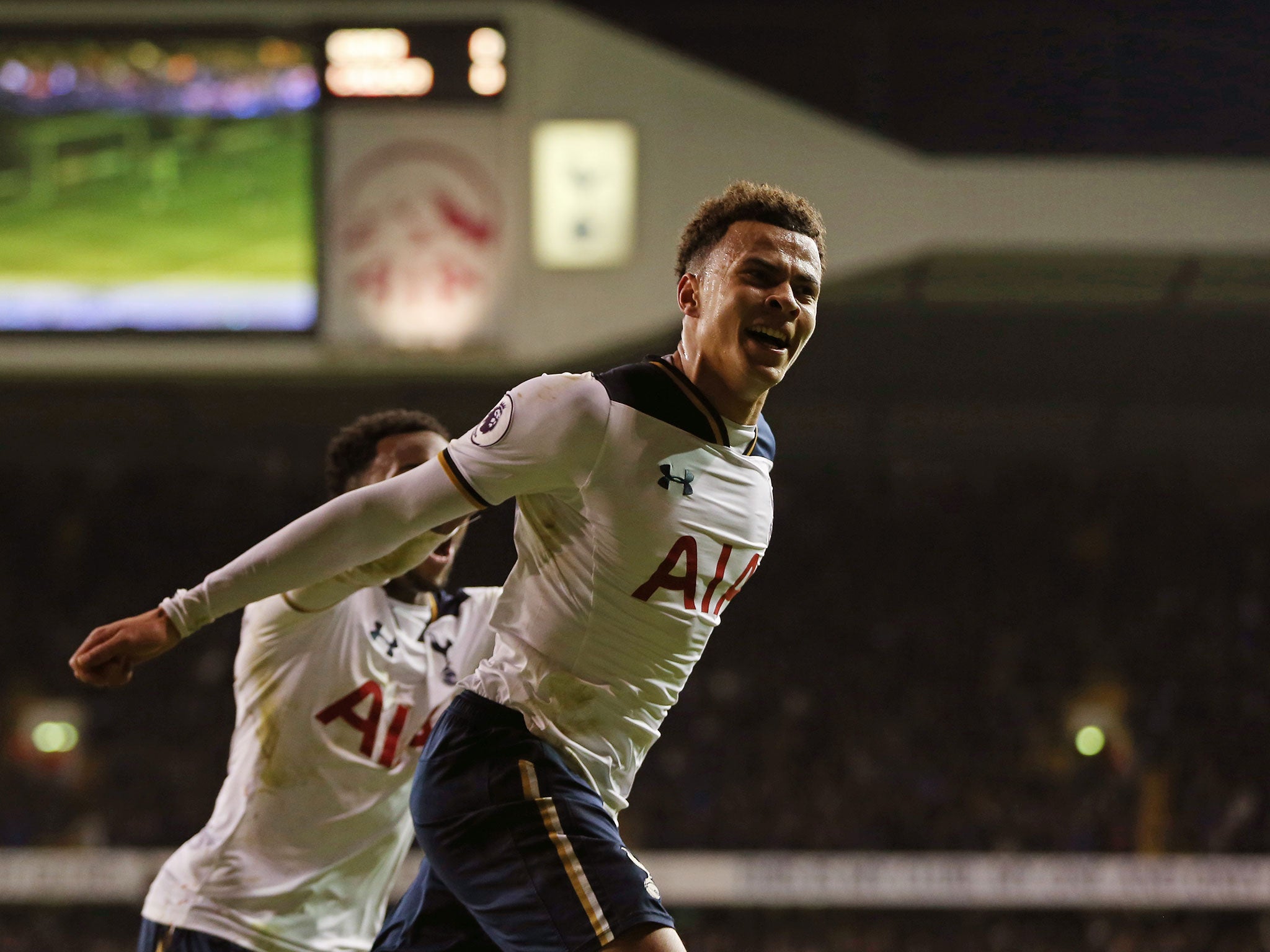 Dele Alli heads home his first goal for Spurs