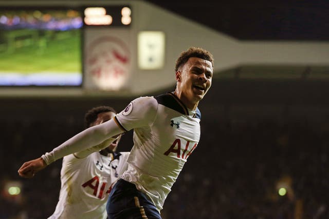 Dele Alli heads home his first goal for Spurs