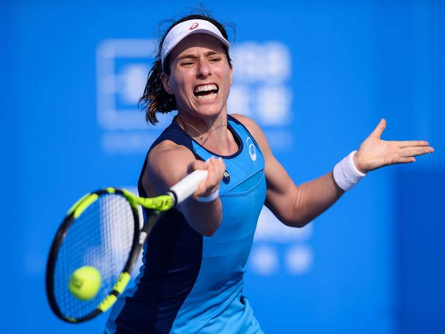 Konta in action at the WTA Shenzhen Open