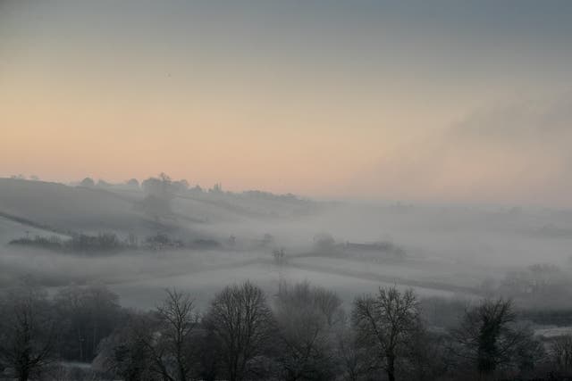 Early morning fog in Radstock, England, on 29 December