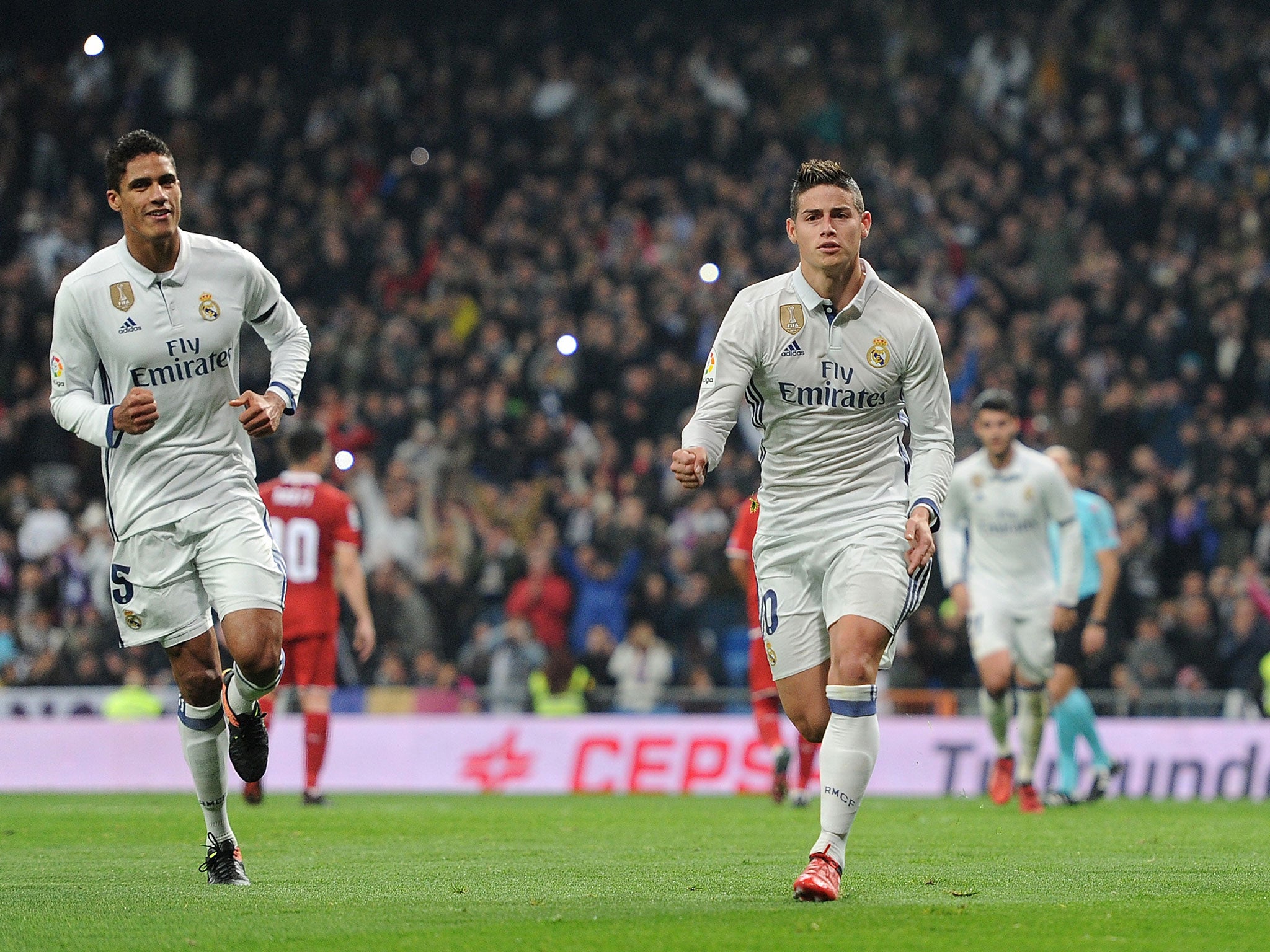 James Rodriguez celebrates his first goal for Real Madrid on Wednesday night