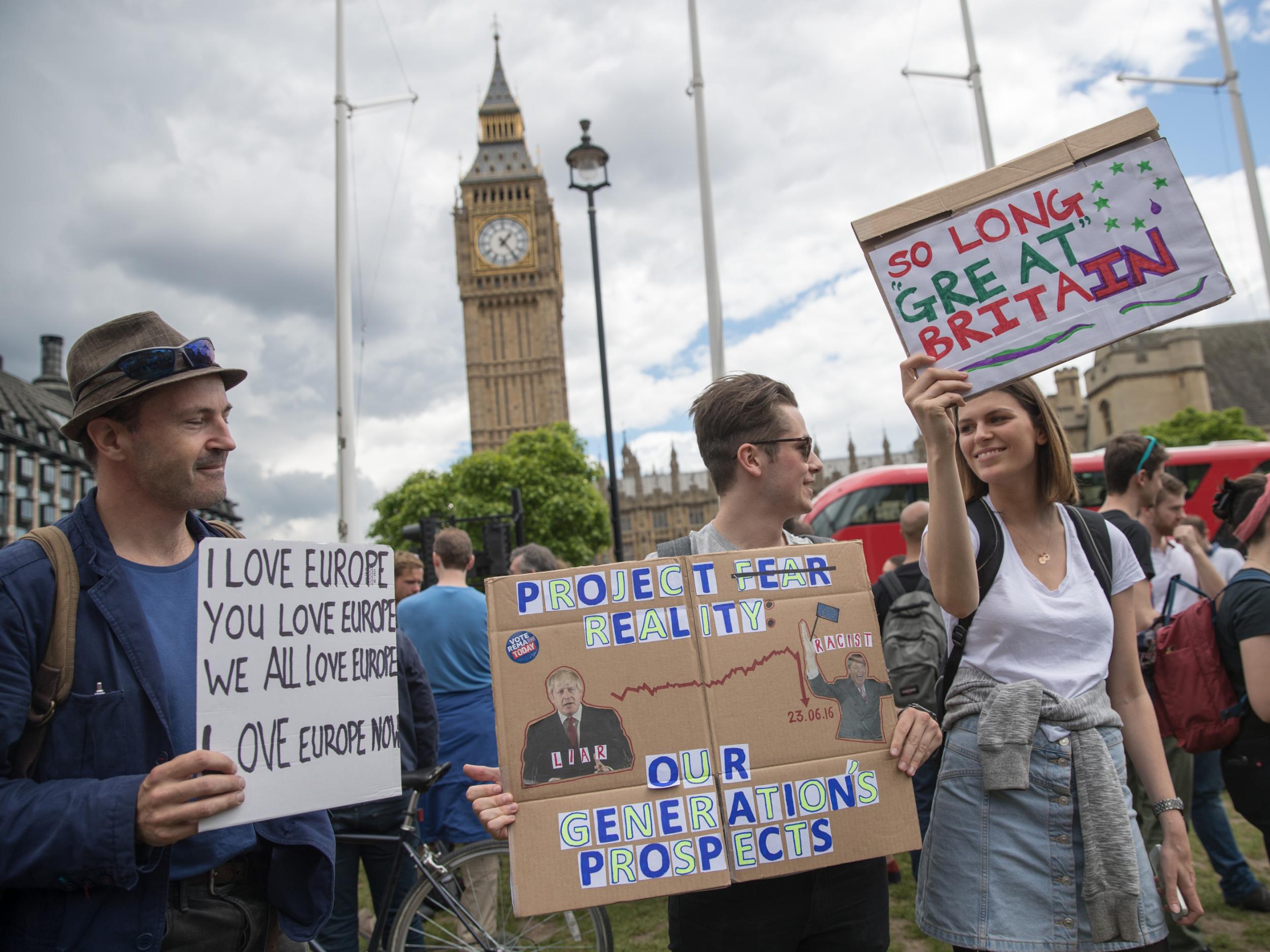 Young voters protest outside Parliament over Brexit