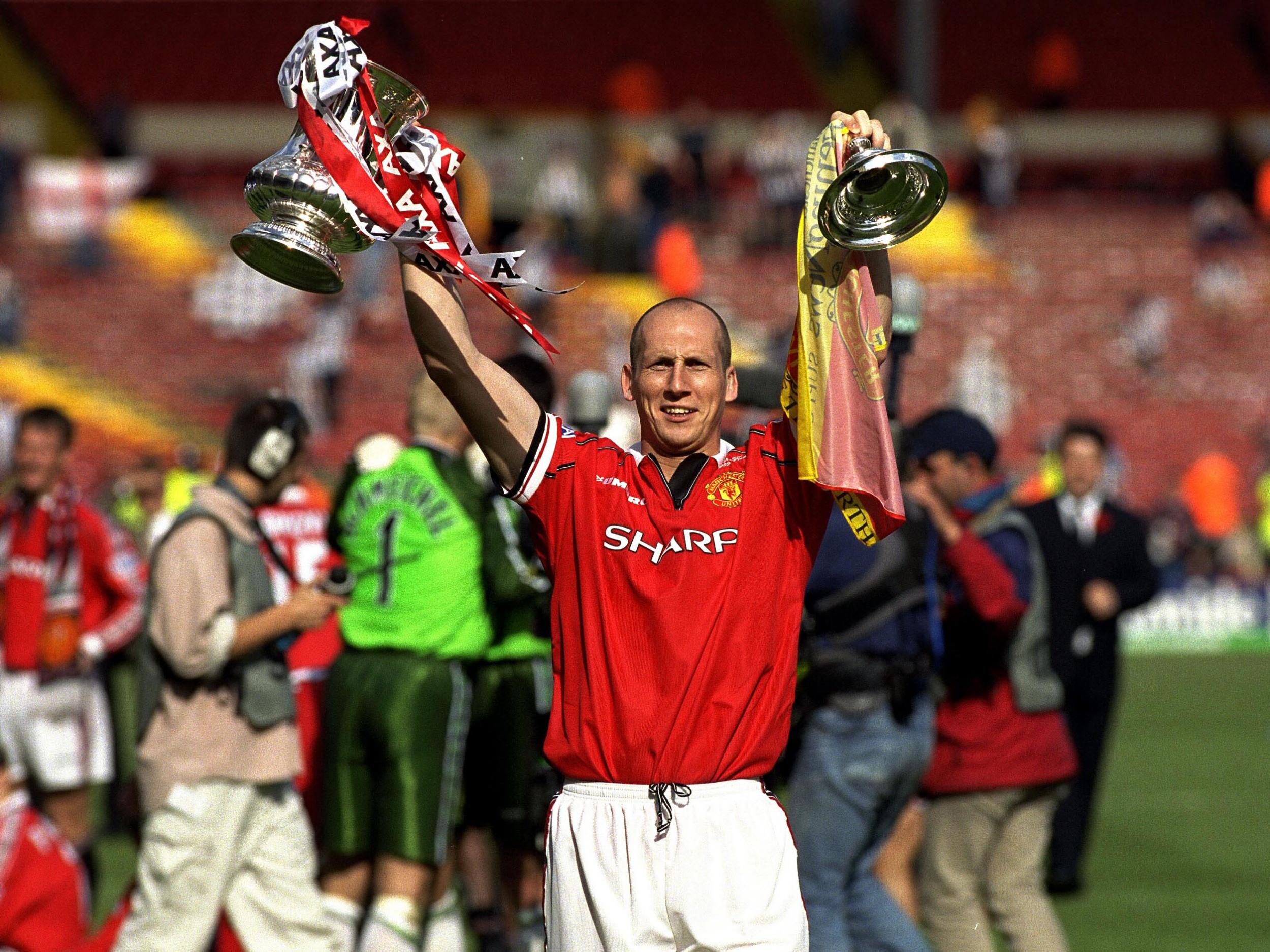 Stam won the FA Cup with United as part of the club's famous treble in 1999